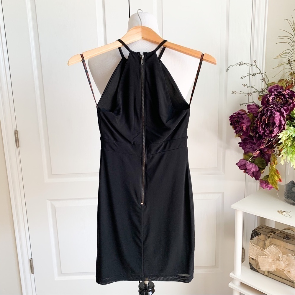 G by Guess Black High Neck Keyhole Sleeveless Mini Bodycon Dress Size Small - Picture 6 of 8